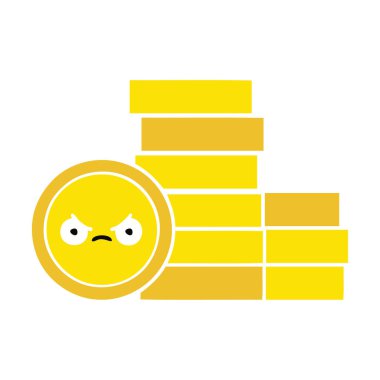 düz renk retro karikatür bir sikke