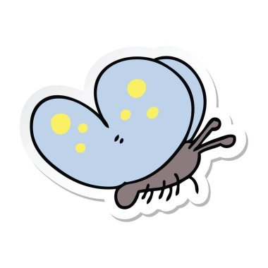 ilginç bir el etiket karikatür kelebek çizilmiş