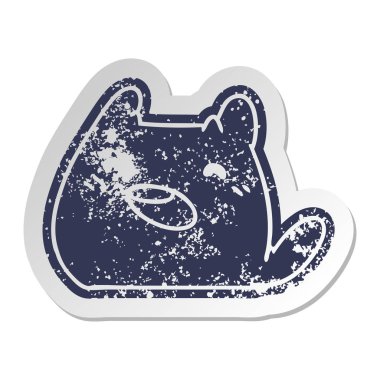 kawaii kedinin sıkıntılı eski etiket