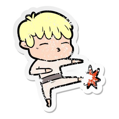 çizgi film meraklı bir çocuk sıkıntılı etiket