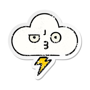 sevimli çizgi gök gürültüsü bulut sıkıntılı etiket