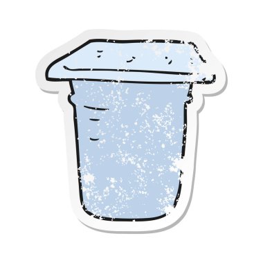 bir çizgi film yoğurt tencere Retro sıkıntılı etiket