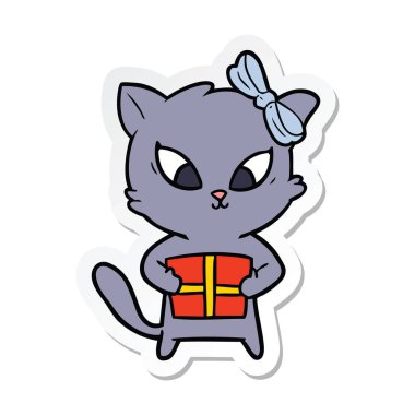 etiket bir karikatür kedi