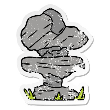 sıkıntılı etiket karikatür doodle gri taş kayalar