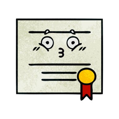 Retro grunge doku karikatür Mezuniyet Diploması