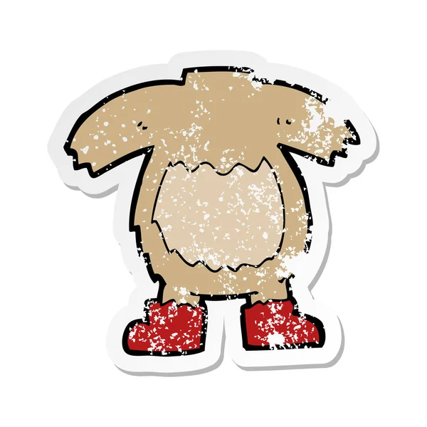 Pegatina retro angustiado de un cuerpo de oso de peluche de dibujos animados — Vector de stock