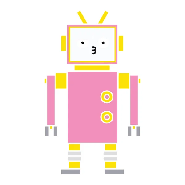 Robot de dibujos animados retro de color plano — Vector de stock