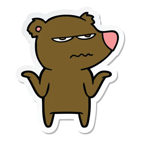 Sticker van een geïrriteerd bear cartoon — Stockvector