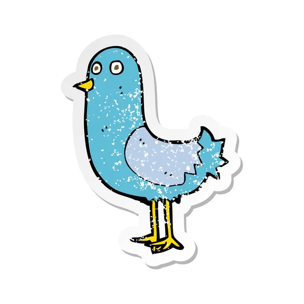 Retro Noodlijdende Sticker Van Een Vogel Cartoon — Stockvector