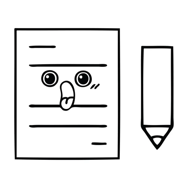 Desenho de linha papel de teste de desenhos animados — Vetor de Stock
