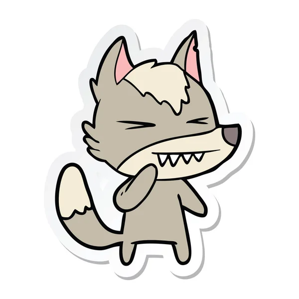 愤怒的狼卡通贴纸 — 图库矢量图片