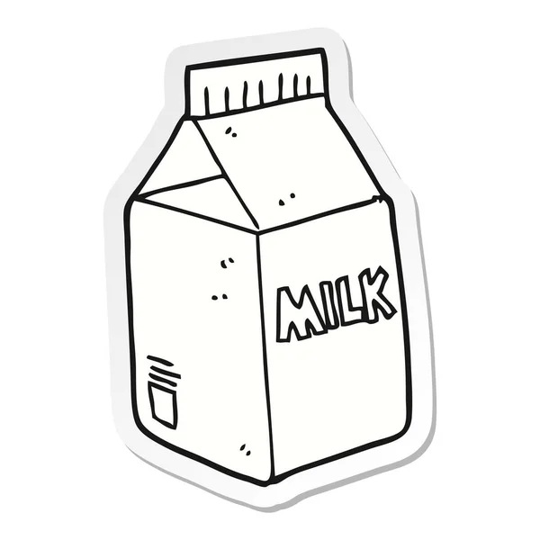 Autocollant d'un carton de lait de dessin animé — Image vectorielle