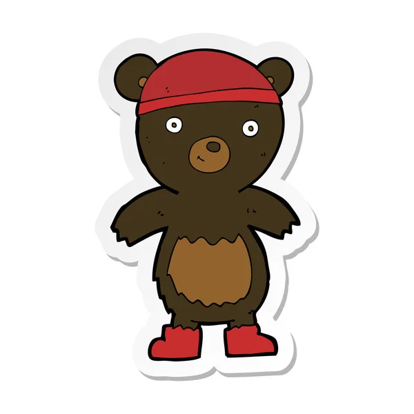 Sticker Cartoon Cute Black Bear — Stock Vector