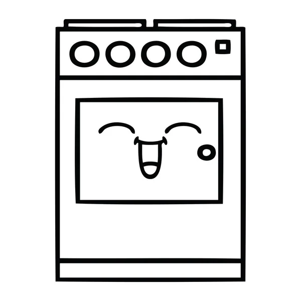 Lijntekening cartoon keuken oven — Stockvector