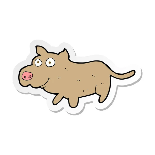 Sticker of a cartoon happy little dog — Stock Vector