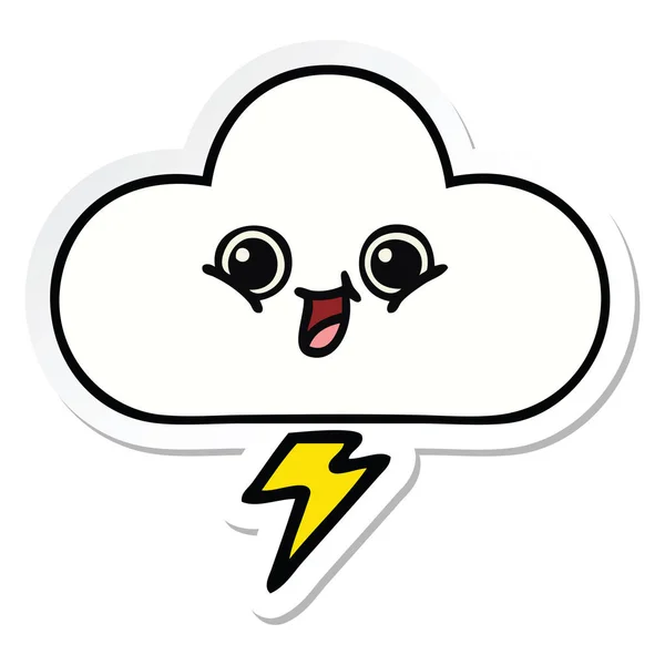 Pegatina Una Linda Nube Tormenta Dibujos Animados — Vector de stock