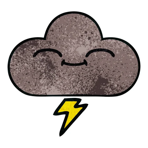 Rétro Grunge Texture Dessin Animé Nuage Tempête — Image vectorielle