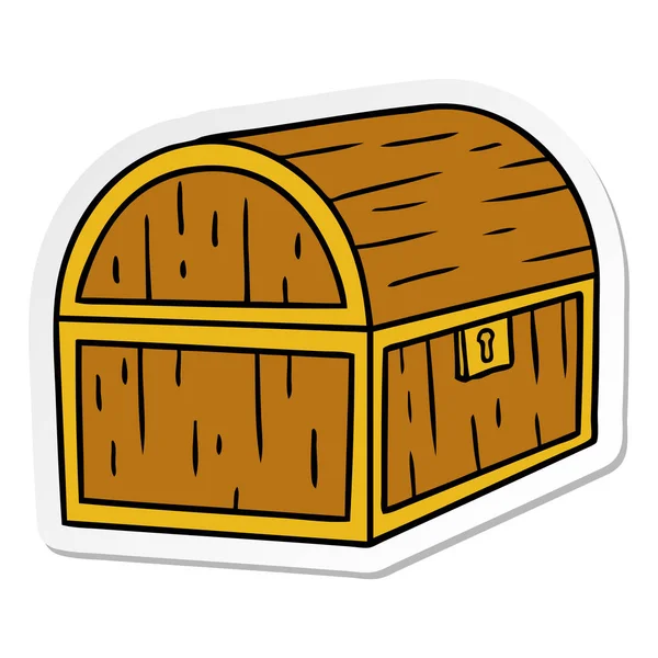 Sticker cartoon doodle of a treasure chest — Stock Vector