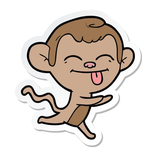 Etiqueta Macaco Engraçado Dos Desenhos Animados Correndo —  Vetores de Stock