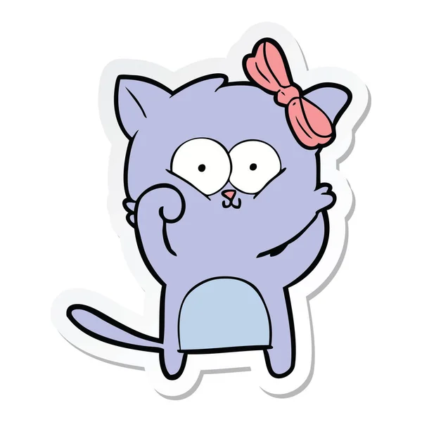 Sticker van een cartoon kat — Stockvector