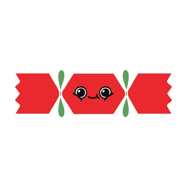 Egale Kleur Retro Cartoon Van Een Christmas Cracker — Stockvector