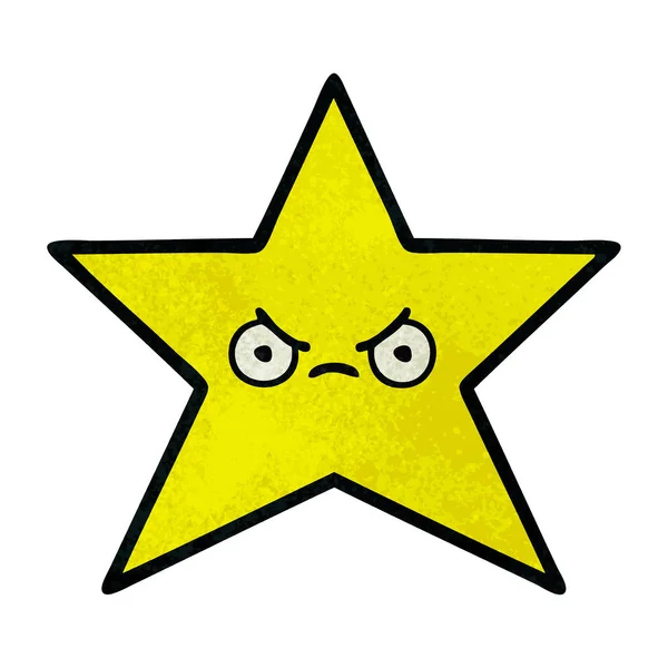 Retro Grunge Textúra Rajzfilm Egy Arany Csillag — Stock Vector