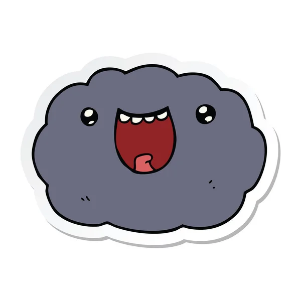 Sticker Cartoon Happy Cloud — Stock Vector