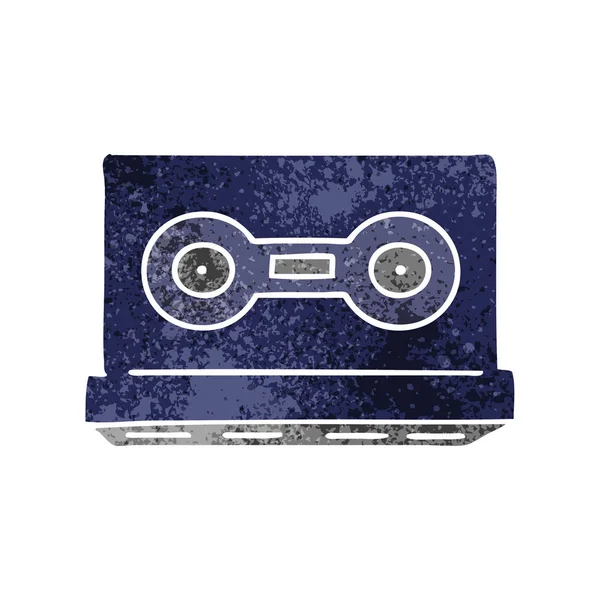 Retro cartoon doodle of a retro cassette tape — Stock Vector