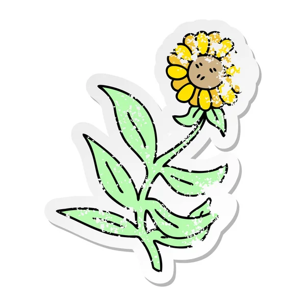 Aufkleber Einer Skurrilen Handgezeichneten Cartoon Blume — Stockvektor