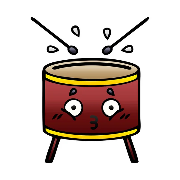Gradiente sombreado tambor de dibujos animados — Vector de stock