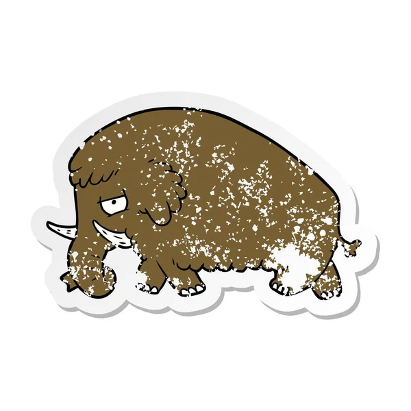 Distressed sticker of a cartoon mammoth — Stock Vector