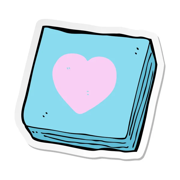 Sticker Cartoon Love Heart Notes Pad — Stock Vector