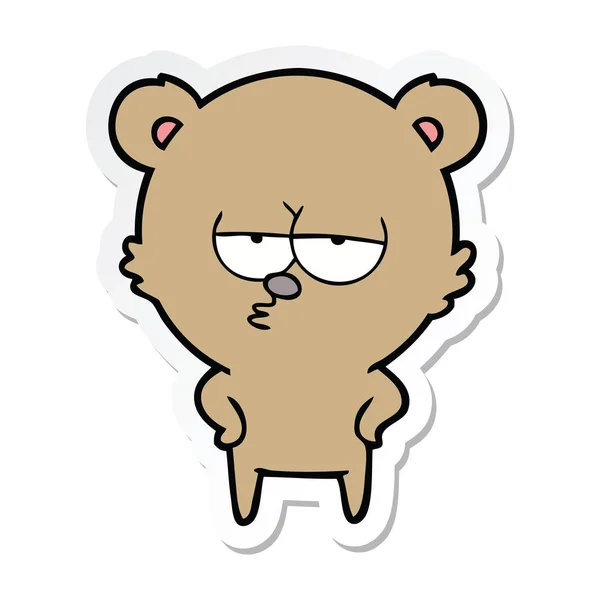 Sticker van een verveeld bear cartoon — Stockvector