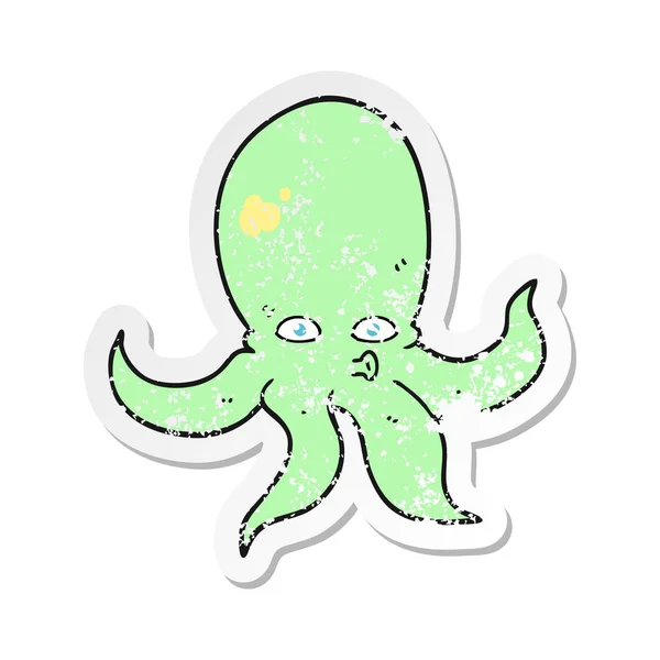 Retro distressed sticker of a cartoon octopus — Stock Vector