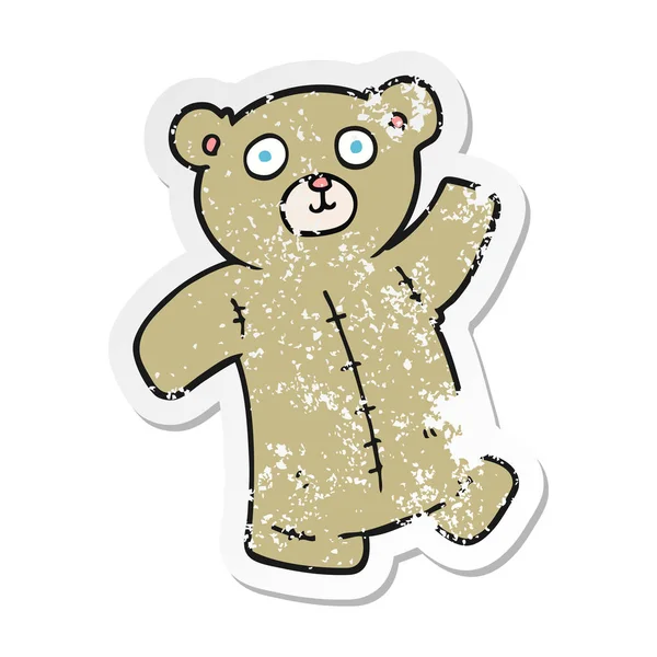 Ρετρό αναξιοπαθούντα αυτοκόλλητο κινουμένων σχεδίων μιας teddy αρκούδας — Διανυσματικό Αρχείο