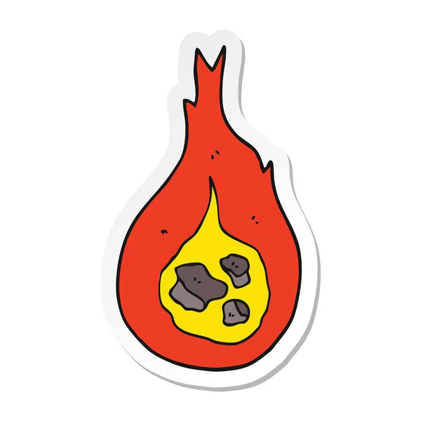 Sticker van een cartoon vuurbal — Stockvector