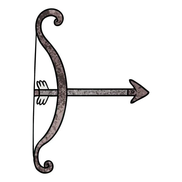 Garabato de dibujos animados texturizado de un arco y flecha — Vector de stock