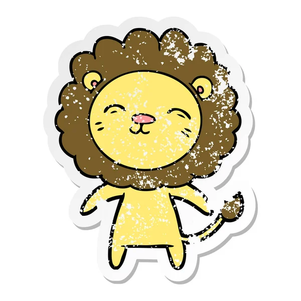 Etiqueta Angustiada Leão Dos Desenhos Animados — Vetor de Stock