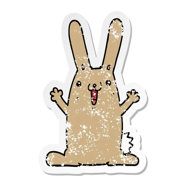 Distressed Sticker Cartoon Rabbit — Stock Vector