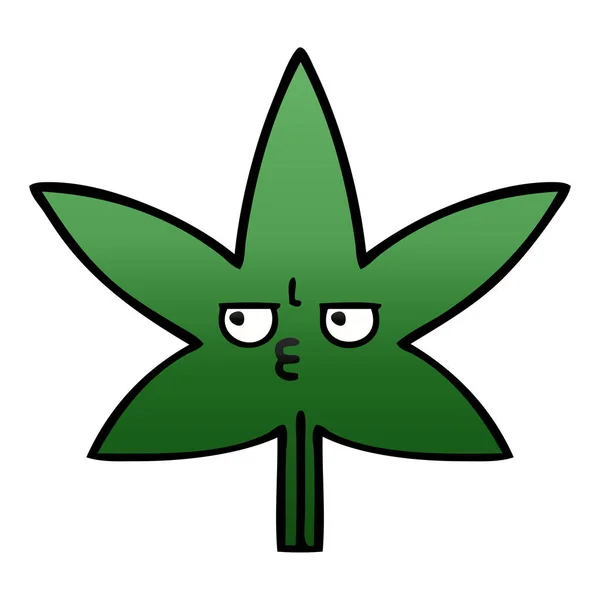 Hoja de marihuana de dibujos animados sombreada gradiente — Vector de stock