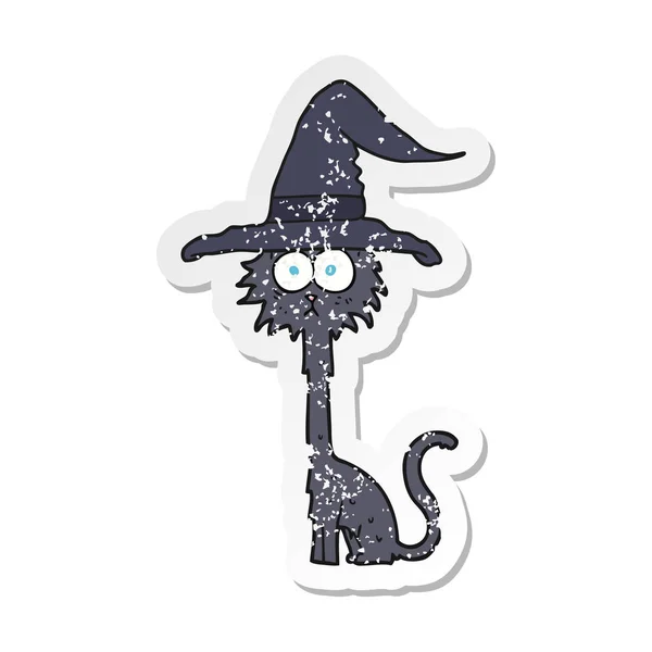 Retro distressed sticker of a cartoon halloween cat — Stock Vector