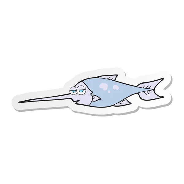 Sticker of a cartoon swordfish — Stock Vector