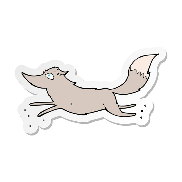 Sticker of a cartoon wolf running — Stock Vector