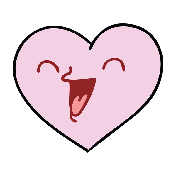 Eccentrico disegnato a mano cartone animato cuore felice — Vettoriale Stock