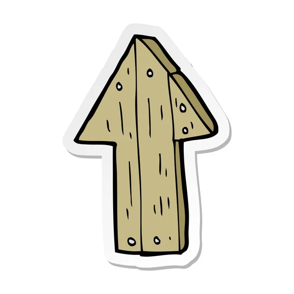 Sticker van een cartoon houten richting pijl — Stockvector
