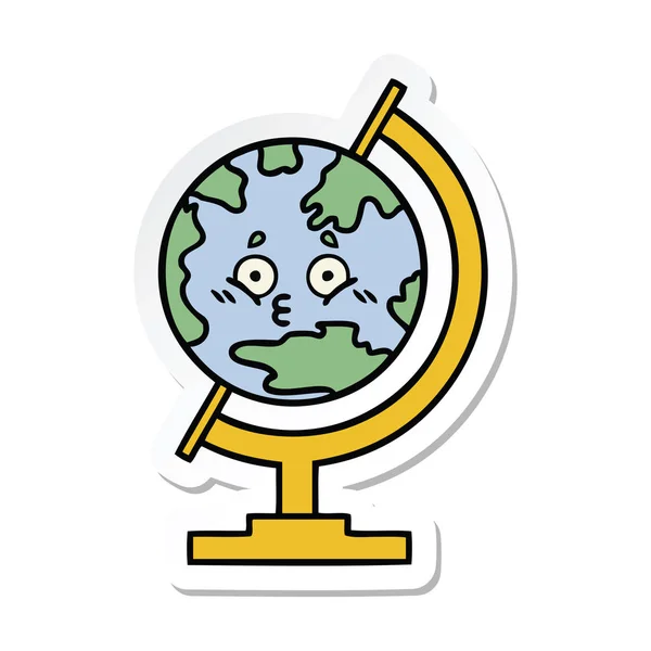Adesivo di un simpatico globo cartone animato del mondo — Vettoriale Stock