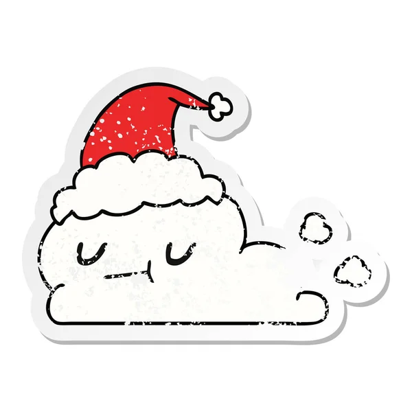 Mão Desenhada Natal Angustiado Adesivo Desenhos Animados Nuvem Kawaii —  Vetores de Stock