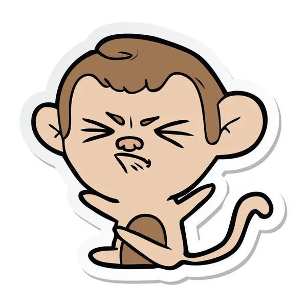 Sticker Cartoon Angry Monkey — Stock Vector