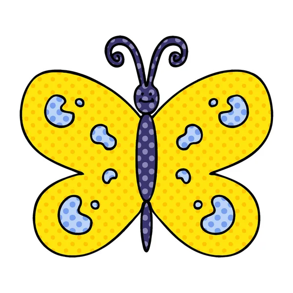 Eigenzinnige comic book stijl cartoon vlinder — Stockvector