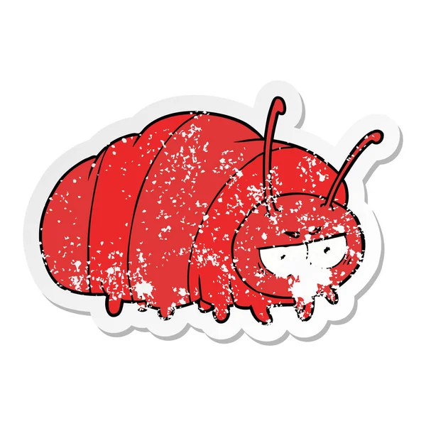 Verontruste Sticker Van Een Cartoon Bug — Stockvector